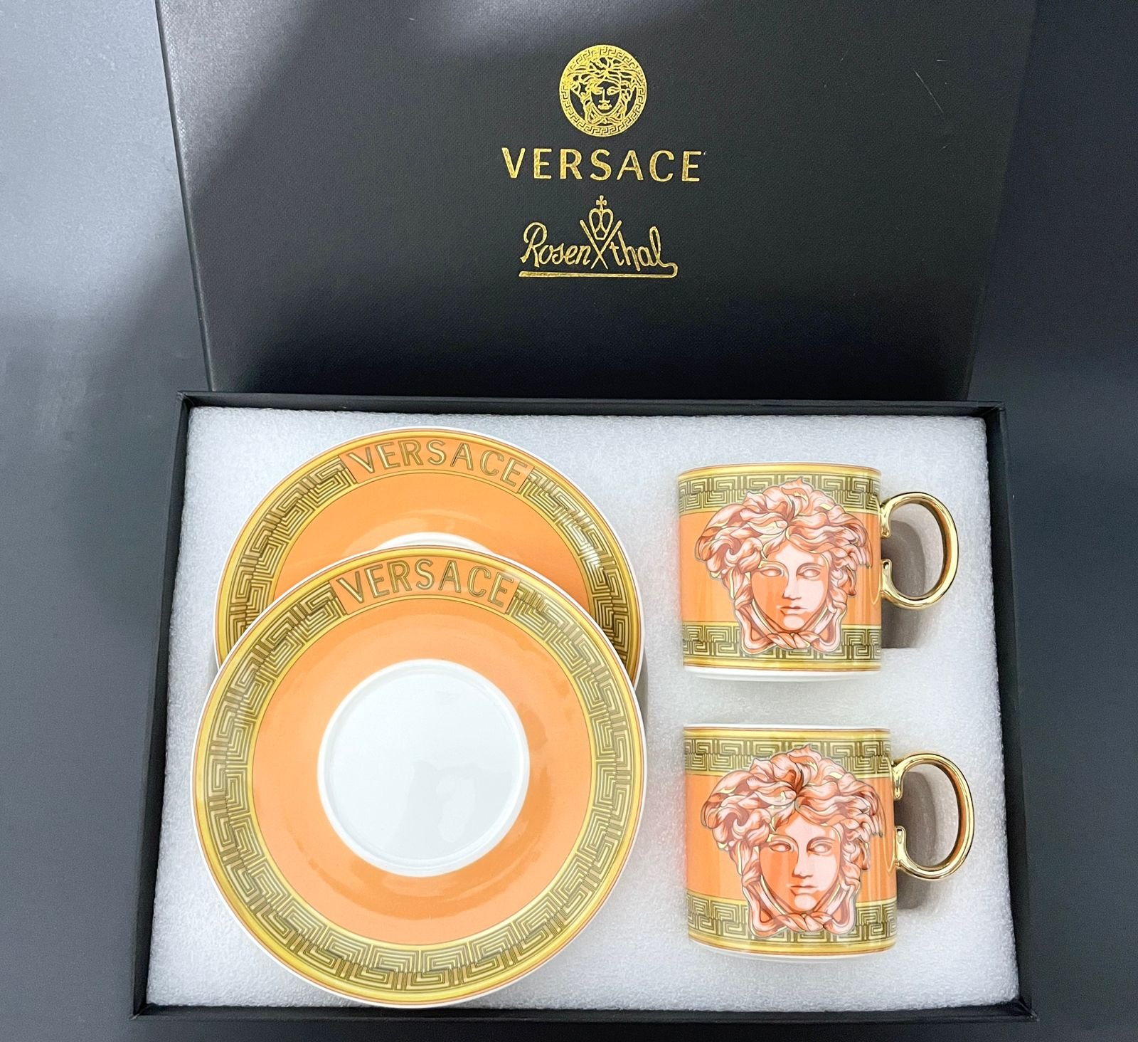 Versace Tea set of two cups many colors available - Versace Cups | Aleppo Gift UAE